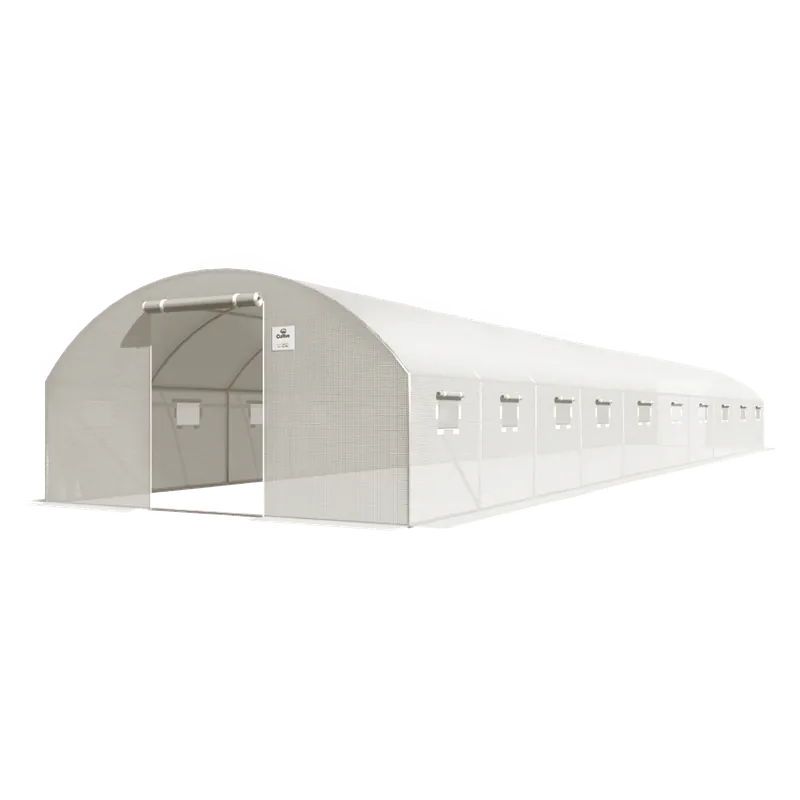 Fóliový tunel Dvojité dveře 4x10x2 - 40m2 10 sekcí Bílá Tovární Cena