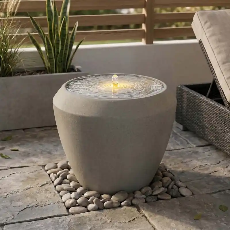 Akční Nabídka Estetická zahradní fontána WATERFALL LED 44x39,5 cm Stone Grey - MoodMe