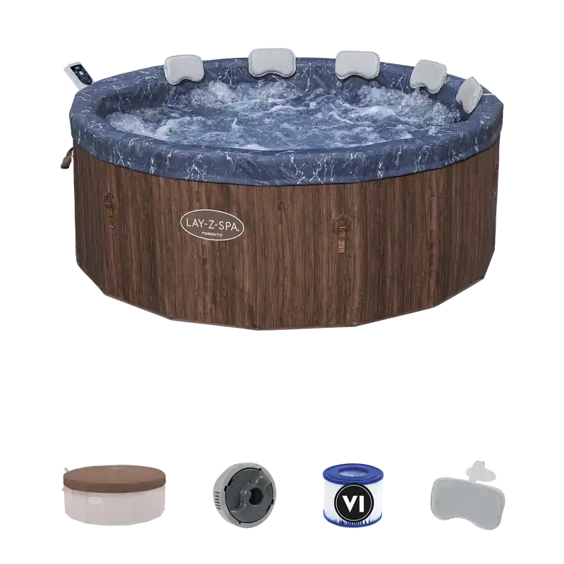 Vířivka LAY-Z-SPA® TORONTO SMART AIRJET™ BROWN WOOD ROUNDE - BESTWAY 6001W Aktuální