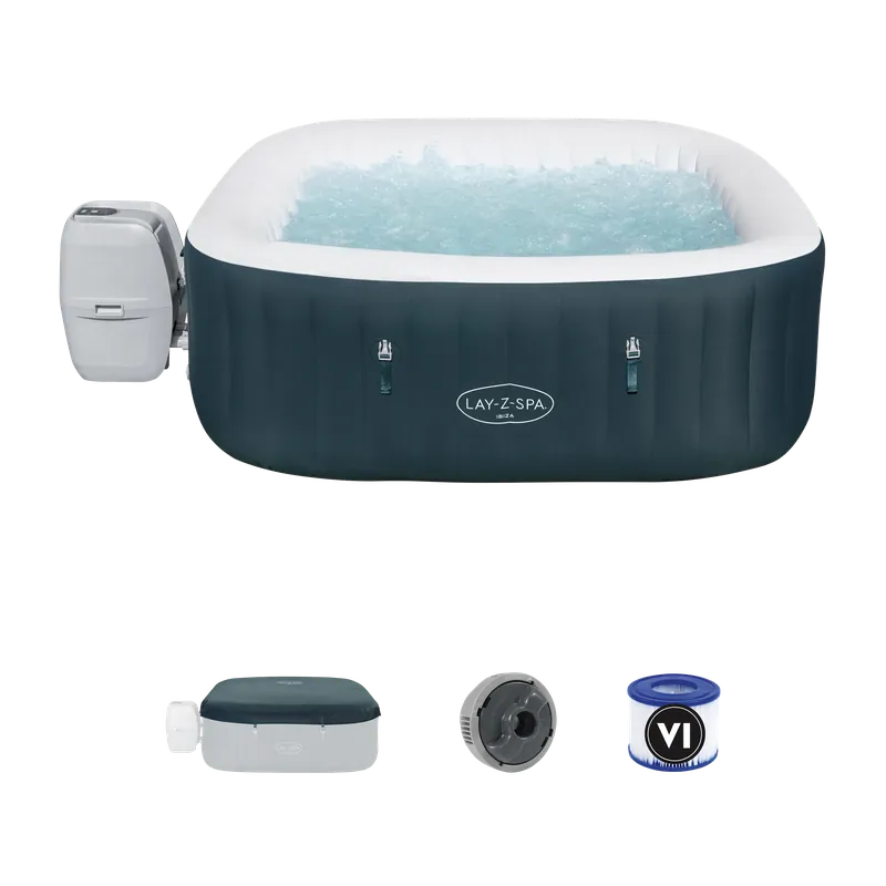 Cenový Hit Energooszczędna dmuchana wanna z hydromasażem LAY-Z-SPA® IBIZA AIRJET™ dla 4 - 6 osób Dark Green SQUARE- BESTWAY 6002U