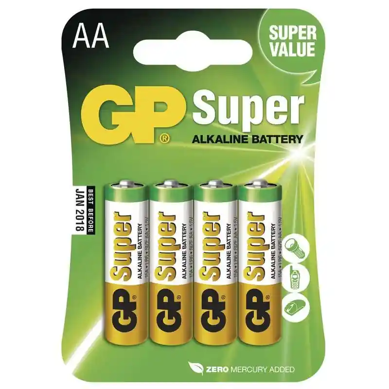 Rychlé Dodání Alkalická baterie GP Super LR6 (AA), blistr