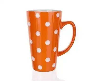 Rychlé Dodání Hrnek vysoký oranžový s puntíky
