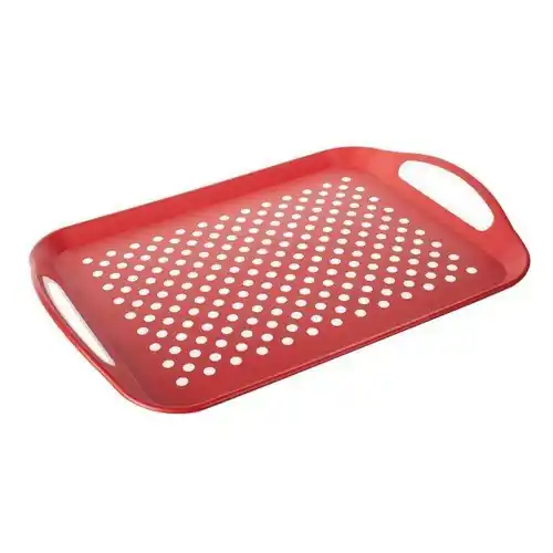 Pouze Dnes Plastový tác 46*32*4,5 cm červený, protiskluzový