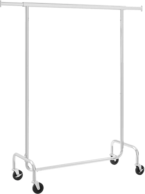 Must-Have SONGMICS Závěsný stojan na kolečkách 110-150x45x160cm, stříbrný, chromovaný