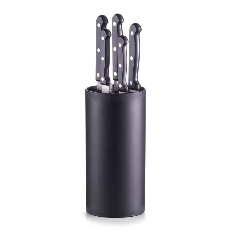ZELLER Blok s 5ti noži plastový černý 11x22cm Speciální Cena