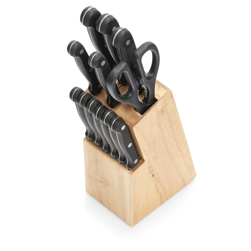 Autentický ZELLER Blok s 12 noži kaučukové dřevo 9x12x32,5cm