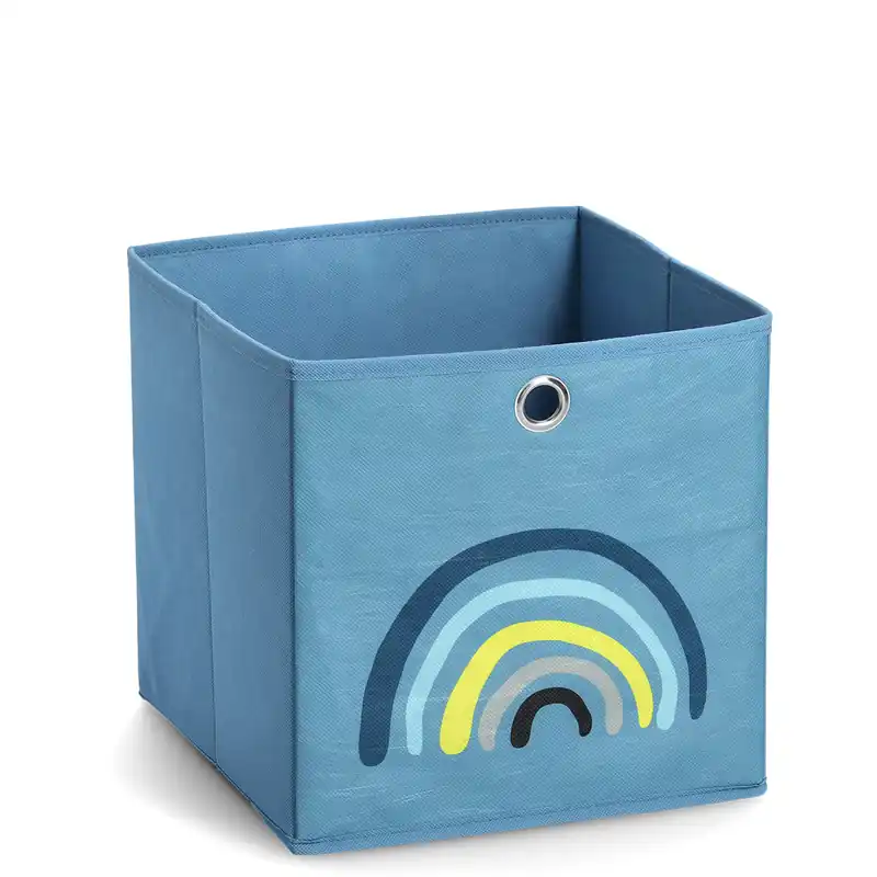ZELLER Dětský úložný box textilní, modrý, motiv duha 28x28x28cm Akce