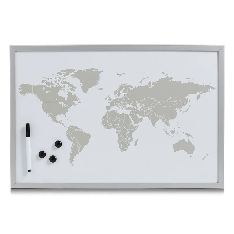 Nejlepší Volba ZELLER Magnetická nástěnka mapa světa, šedá, bílá 60x40cm