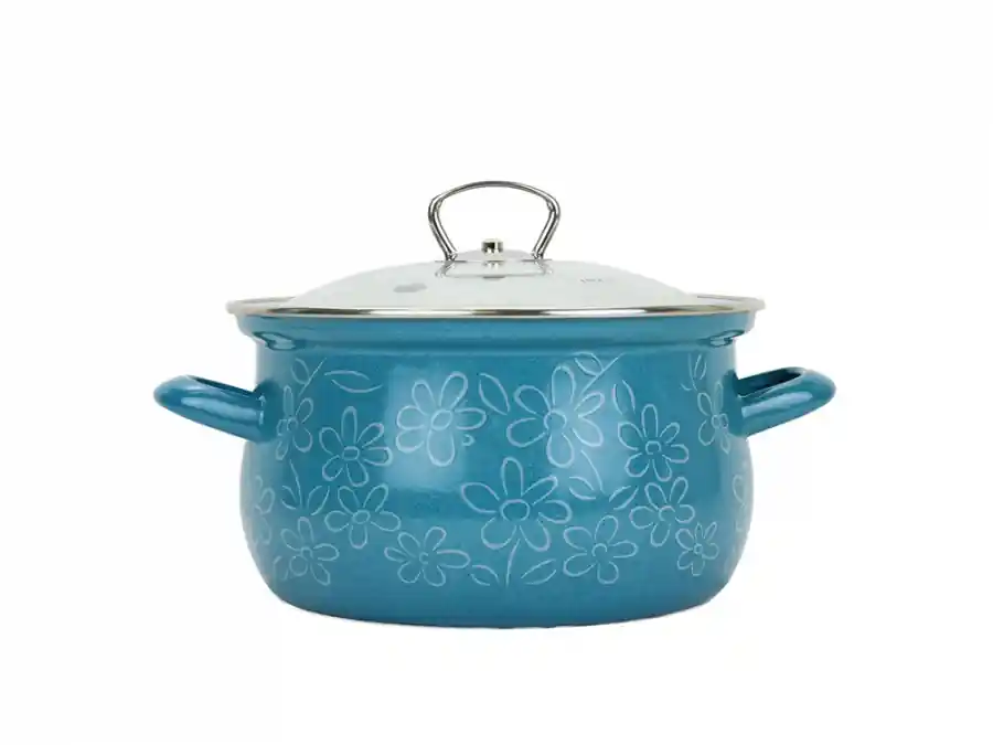 Nová Kolekce BELIS Smaltovaný hrnec se skl.poklicí FLOWER 16 cm, 2,0l