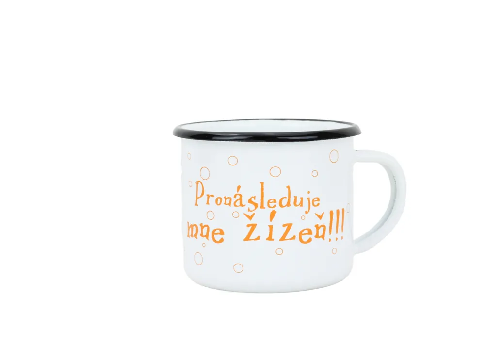 Hit Sezóny BELIS Smaltovaný hrnek 8 cm/0,35l, bílý "žízeň" v krabičce
