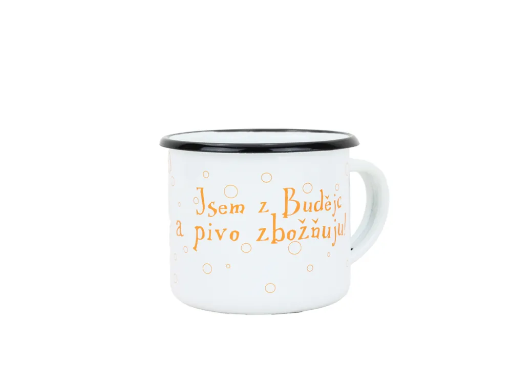 BELIS Smaltovaný hrnek 8 cm/0,35l, bílý "pivo" v krabičce Cenový Hit