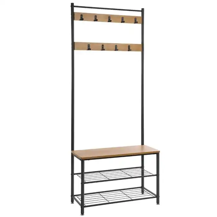 Akce VASAGLE Věšák na oblečení, stojan na kabáty 9 háčků industriální 70x32x175cm