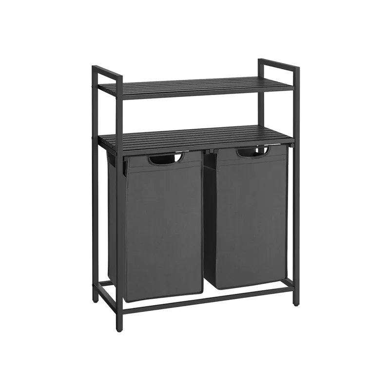 VASAGLE Koš na prádlo 2x46l industriální šedý kov, 73 x 33 x 92cm Speciální Cena