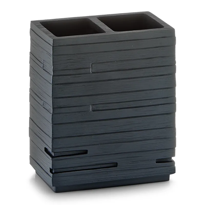 Akční Nabídka ZELLER Kelímek na kartáčky černý motiv Slate 10x6,3x11,5cm