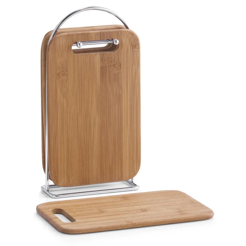 Kup Teď ZELLER Prkénka krájecí se stojanem set 5 ks bambus, chrom 15x6,5x30cm