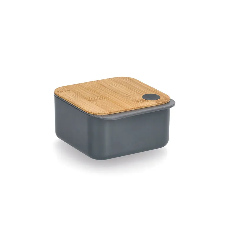 ZELLER Dóza na potraviny s bambusovým víkem šedá 600ml, 13x11,9x6,4cm Super Cena
