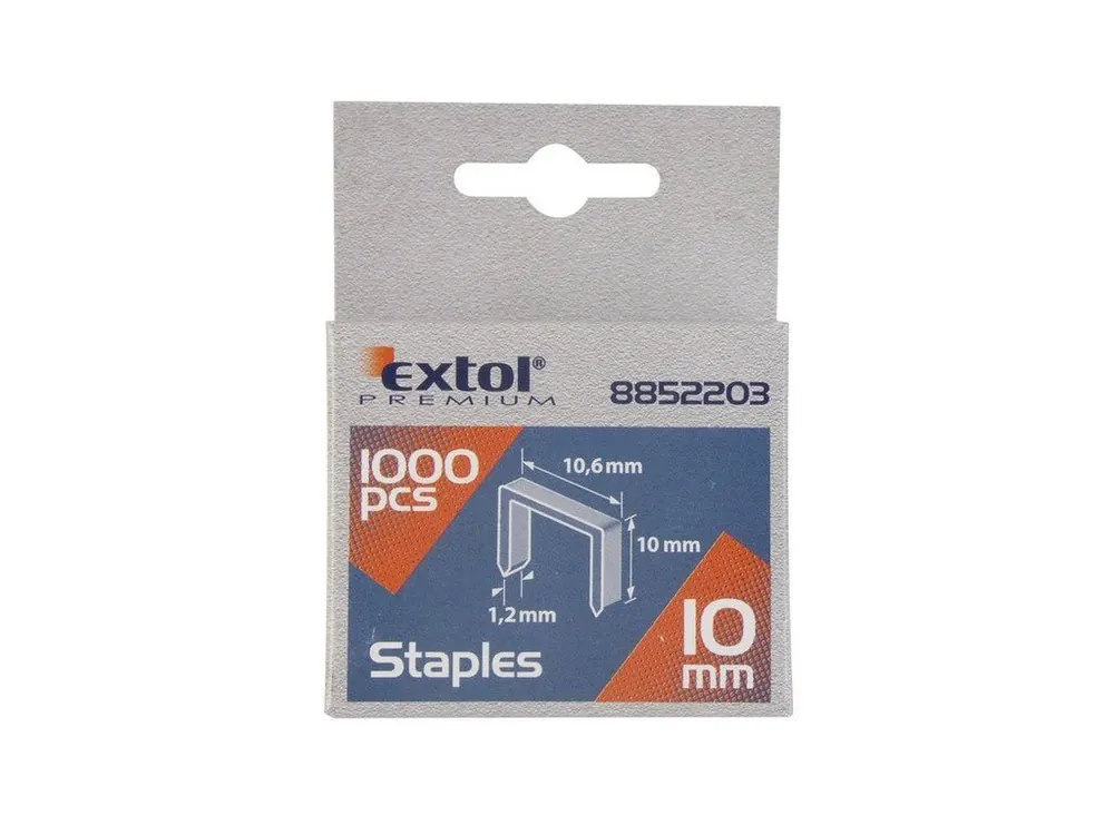 Speciální Cena Spony sešívací 10mm, 10,6x0,52x1,2mm, 1000ks EXTOL PREMIUM
