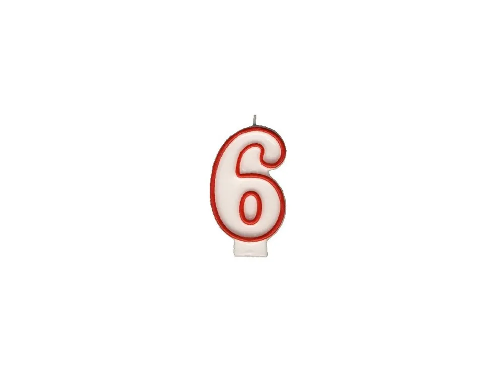 Svíčka dortová číslice ´´6´´ 7,5cm Výprodej