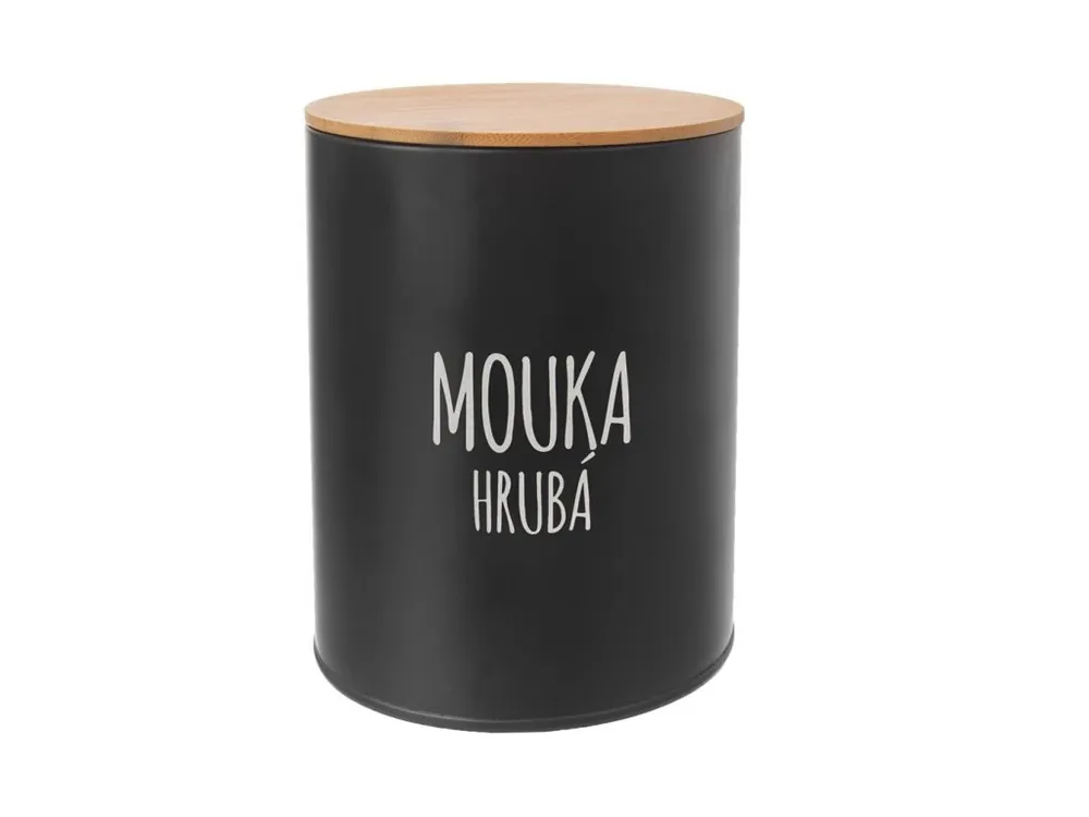 Dóza plech/bambus černá mouka hrubá ¤13cm ORION Aktuální