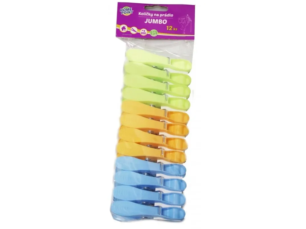 Kolíčky na prádlo 12ks plast JUMBO HP, mix barev Bezpečná Platba