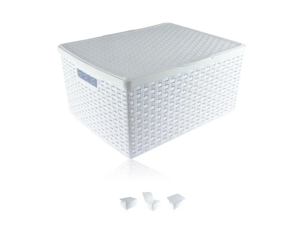 Košík PH 42,5x35x19,5cm s víkem RATTAN bílá Ověřený