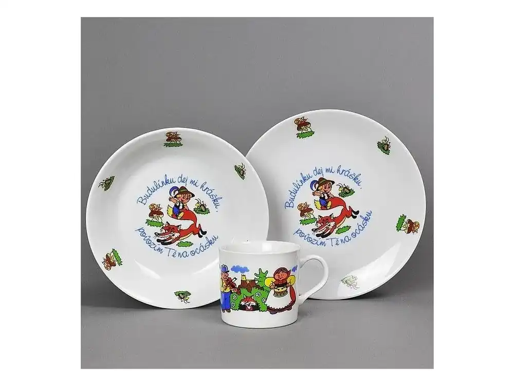 Dětská jídelní sada 3 dílná porcelán BUDULÍNEK Expresní Doručení