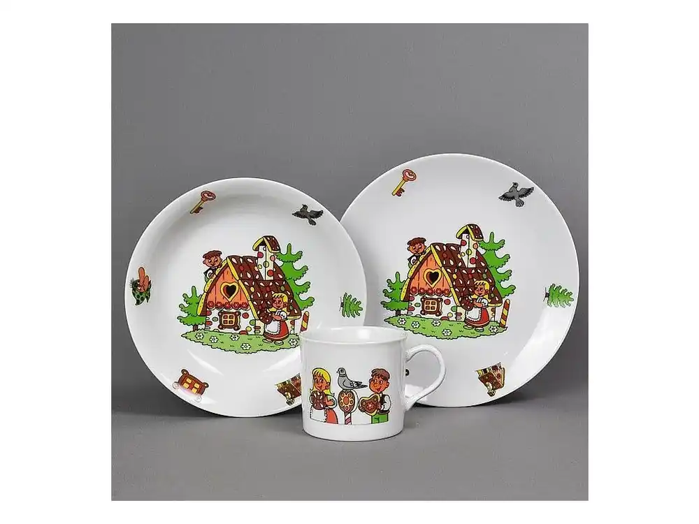 Akční Cena Dětská jídelní sada 3 dílná porcelán PERNÍKOVÁ CHALOUPKA