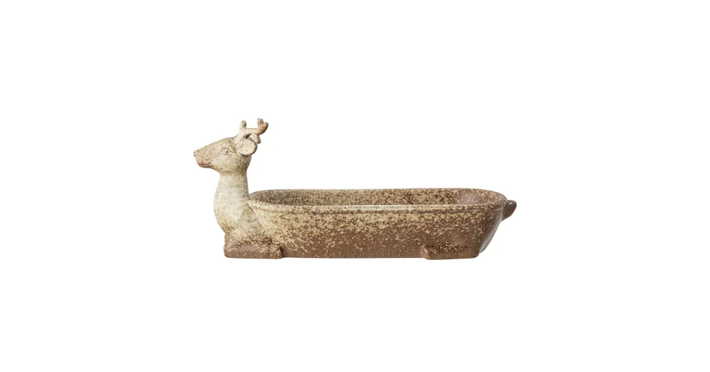 Omezená Nabídka Dekoratívny podnos s hlavou jeleňa Beige 31,5 cm