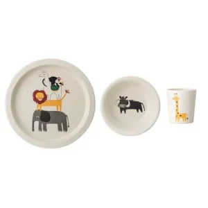 Autentický Detská jedálenská súprava Safari Bamboo - set 3 ks