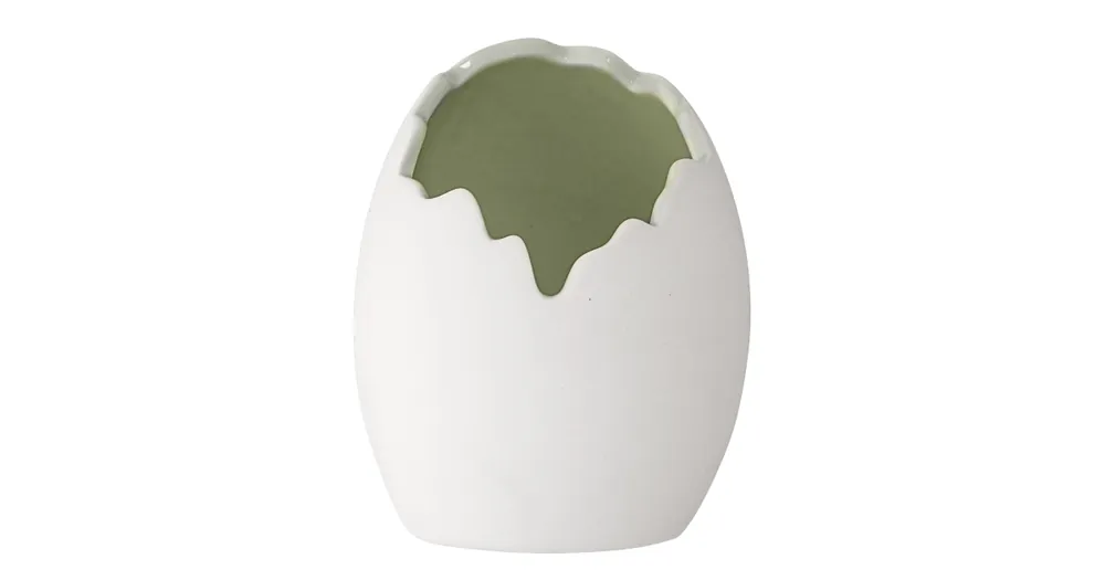 Porcelánový kvetináč Egg bielo-zelený Ověřený