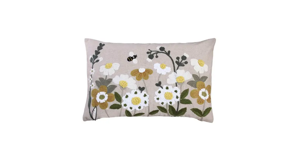 Obliečka na vankúš Flora Embroidered Yellow 60x40cm Nejlepší Cena