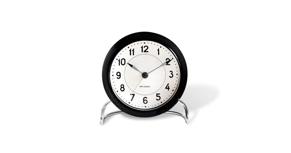 Stolní hodiny s budíkem Station Black 11 cm Aktuální