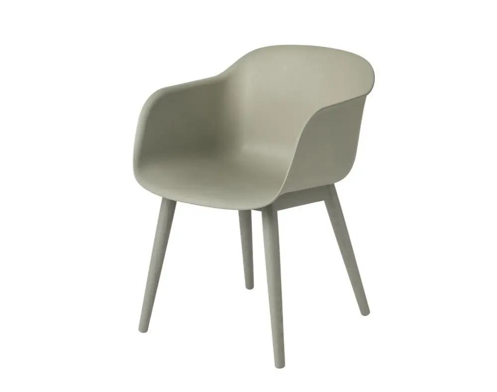 Aktuální Židle Fiber Armchair Wood Base, dusty green