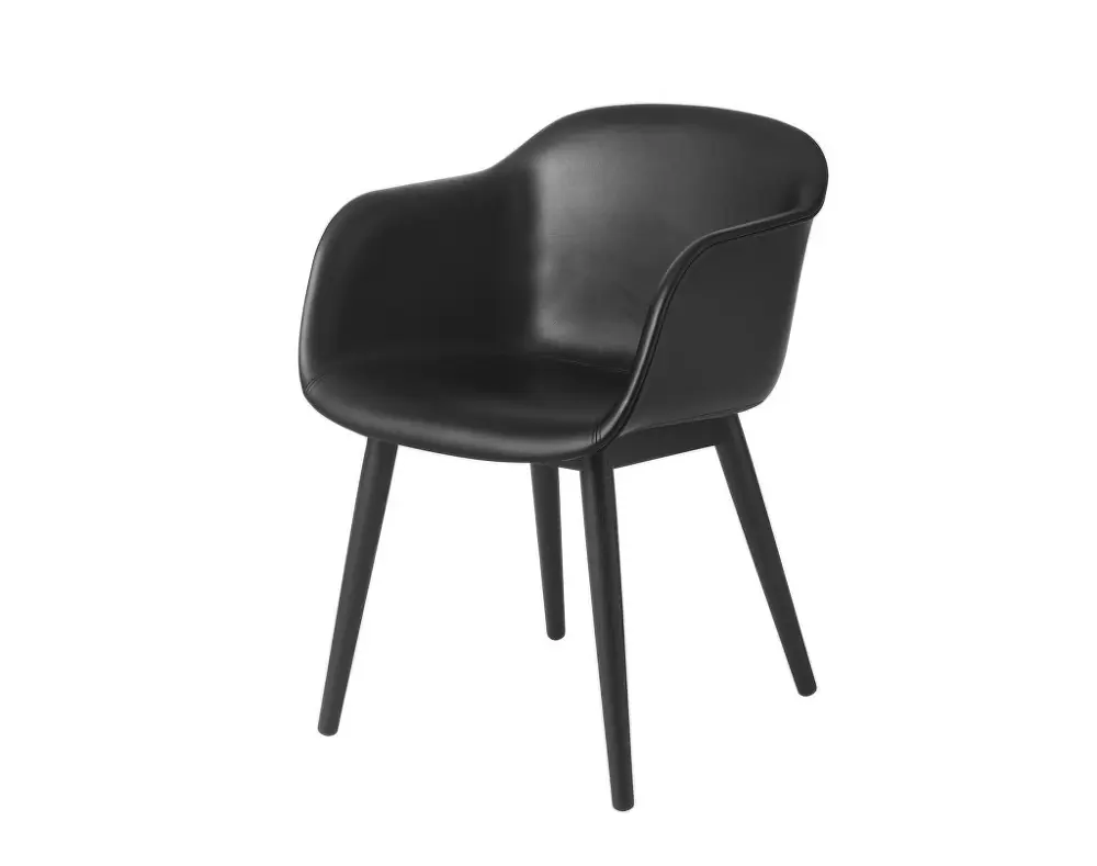 Akce Židle Fiber Armchair Wood Base, black leather