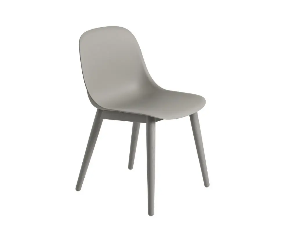 Židle Fiber Side Chair Wood Base, grey Expresní Doručení