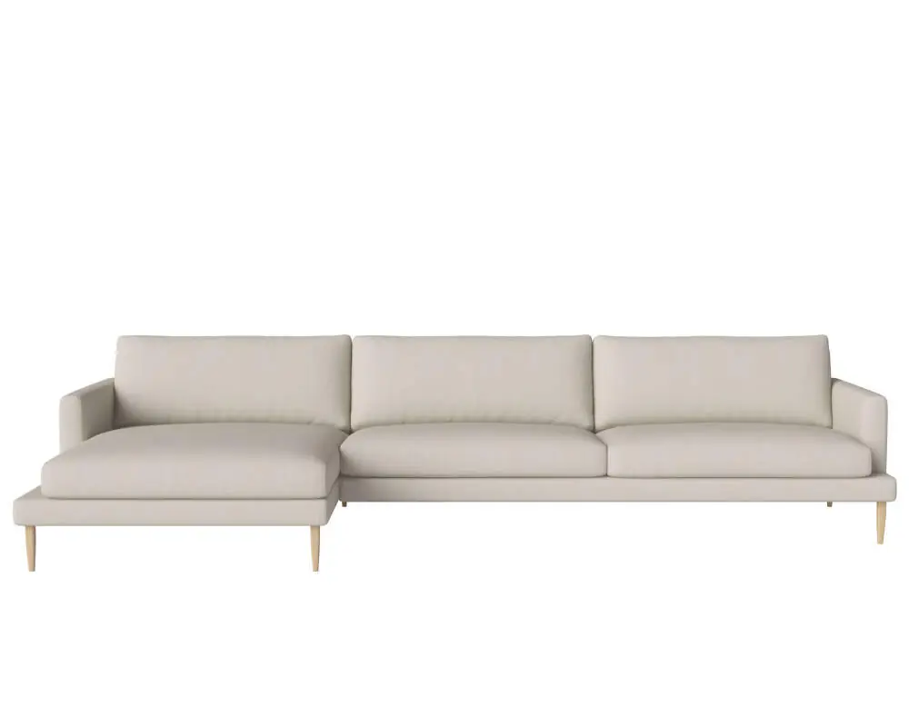 Pohovka Veneda 4.5místná w. chaise longue left, white pigmented oiled oak/Ascot beige Výhodná Nabídka