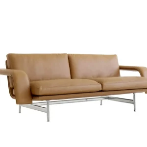 Dokud Zásoby Vydrží Dvoumístná pohovka Meantime AV30, cognac/polished aluminum