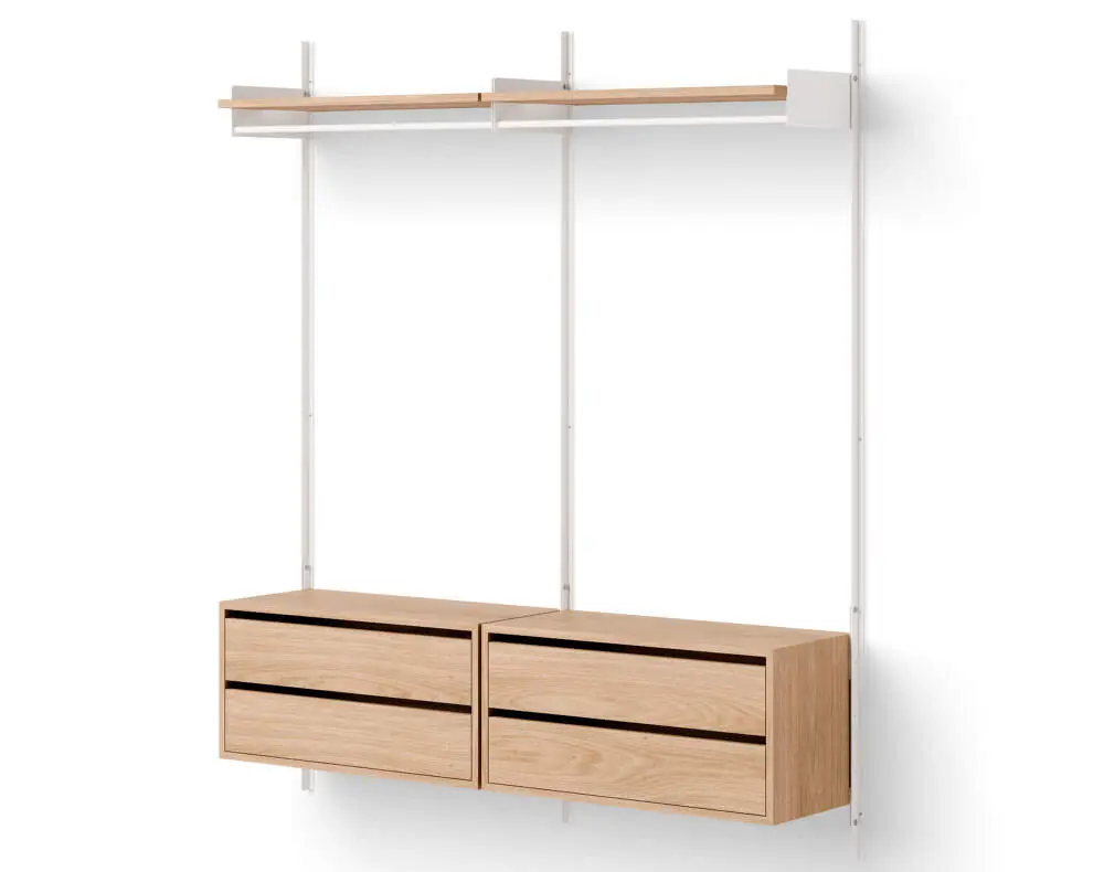 Policová sestava Wardrobe Shelf Cabinet w. Drawers, oak/white Odeslání Ihned