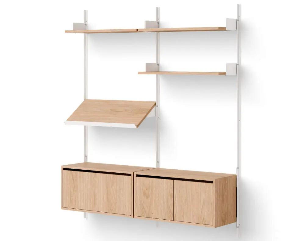 Policová sestava Living Shelf Cabinets Low w. Doors, oak/white Aktuální