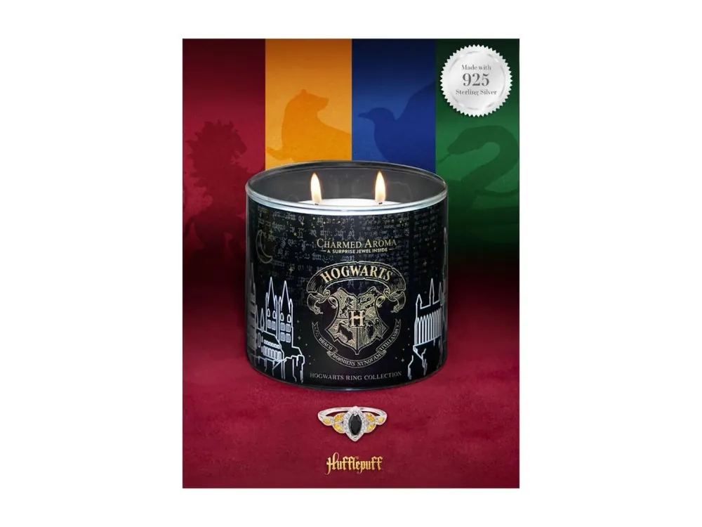 Ihned K Objednání Vonná svíčka Harry Potter Hogwarts Hufflepuff s prstenem stříbro 925/1000 vel.8=L=18,19mm