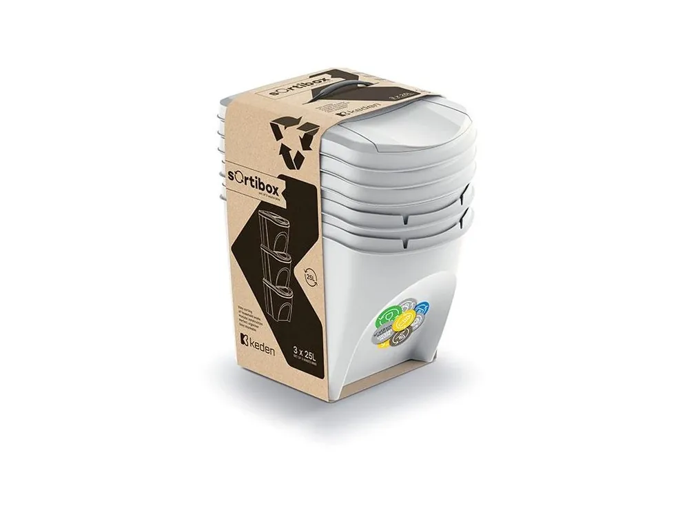 Odpadkové koše 3x25l SORTIBOX IKWB 25S3 427C popel Aktuální