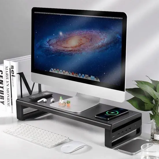 Jen Po Omezenou Doba Kovový stojan na monitor s USB porty a bezdrátovým nabíjením