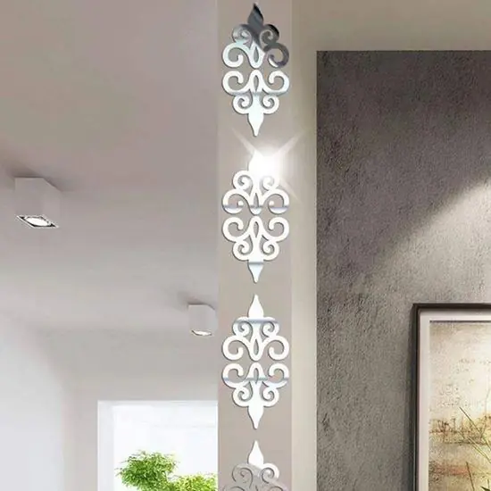 Zrcadlové samolepky ornamenty 10 ks - stříbrné Odeslání Ihned