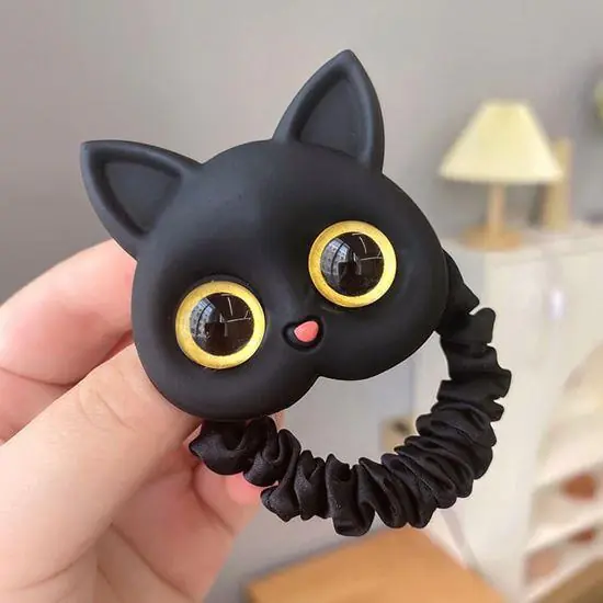 Cenově Výhodný Gumička do vlasů s kočičkou - černá