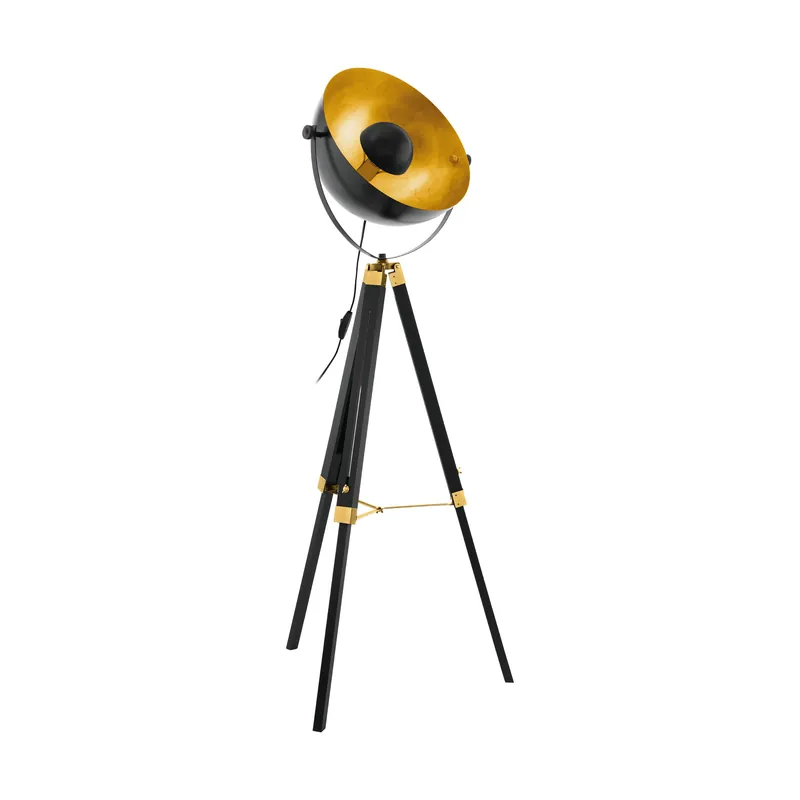Výprodej Eglo 49618 COVALEDA - Retro stojací lampa na dřevěné trojnožce 1xE27, 164cm