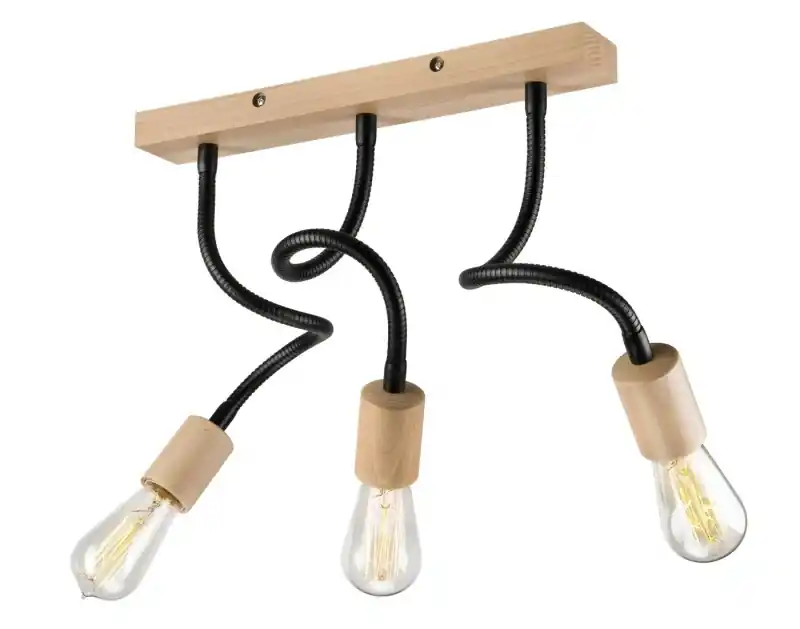 Lamkur LM 3.111 CAMERON 37677 - Stropní dřevěné svítidlo s husími krky 3 x E27 Tovární Cena
