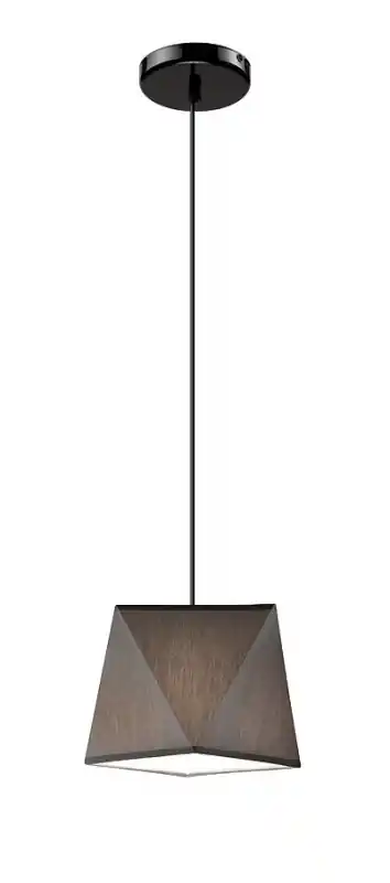 Lamkur LM 1.86 CARLA GR 33341 - Závěsný lustr se šedým textilním stínidlem 1 x E27, 42cm šířka Přímo Od Výrobce
