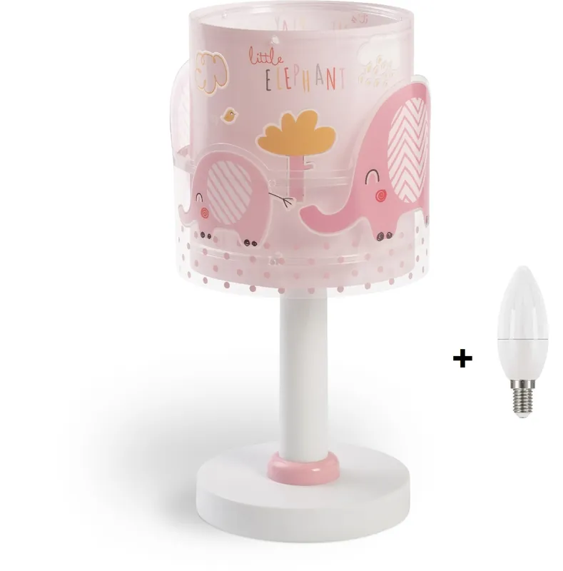 Ověřený Dalber 61331S LITTLE ELEPHANT - Dětská stolní lampička v růžové barvě + Dárek LED žárovka