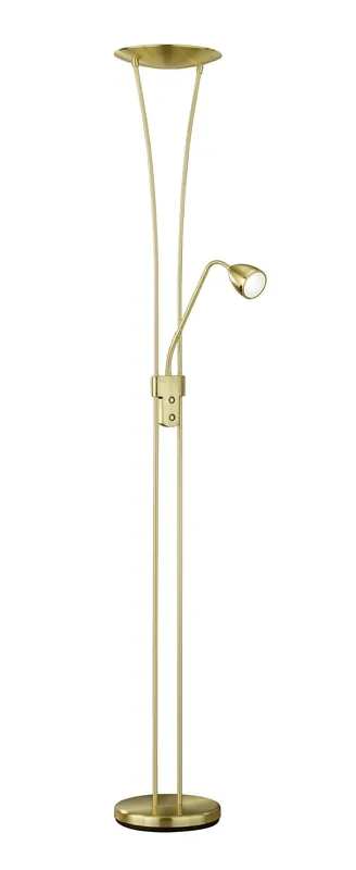 Trio Leuchten 426410208 ARIZONA - LED dotykem stmívatelná stojací lampa, 20W + 5W, 3000K, 180cm, matná mosaz Zlevněný