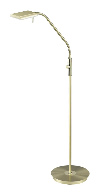 Bezpečná Platba Trio Leuchten 420910108 BERGAMO - Dotykem stmívatelná čtecí lampa v matné mosazi, 12W, 3000K, 135cm